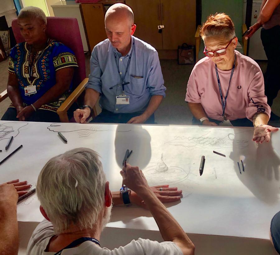 Staff of Horizons mapping their responses to nature